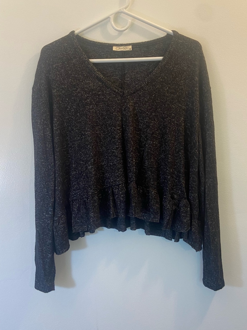 Olivia Rae V-Neck Ruffle Hem long sleeve